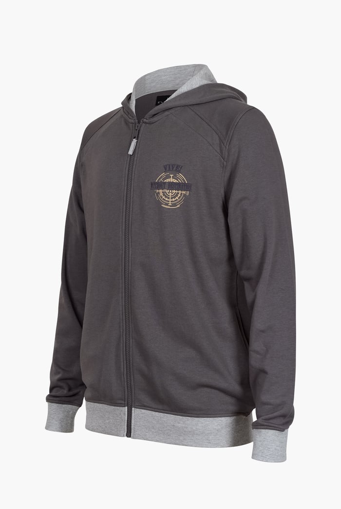 Mens Wave Full Zip  Contrast Hoodie