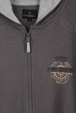 Mens Wave Full Zip  Contrast Hoodie