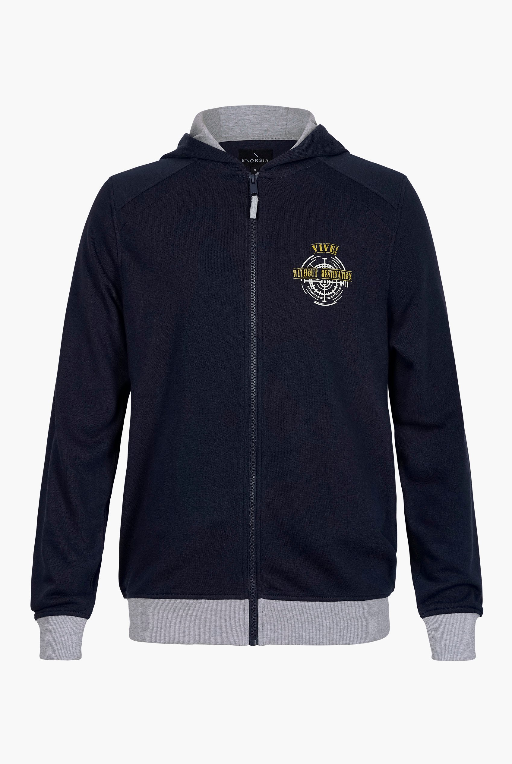 Mens Wave Full Zip  Contrast Hoodie