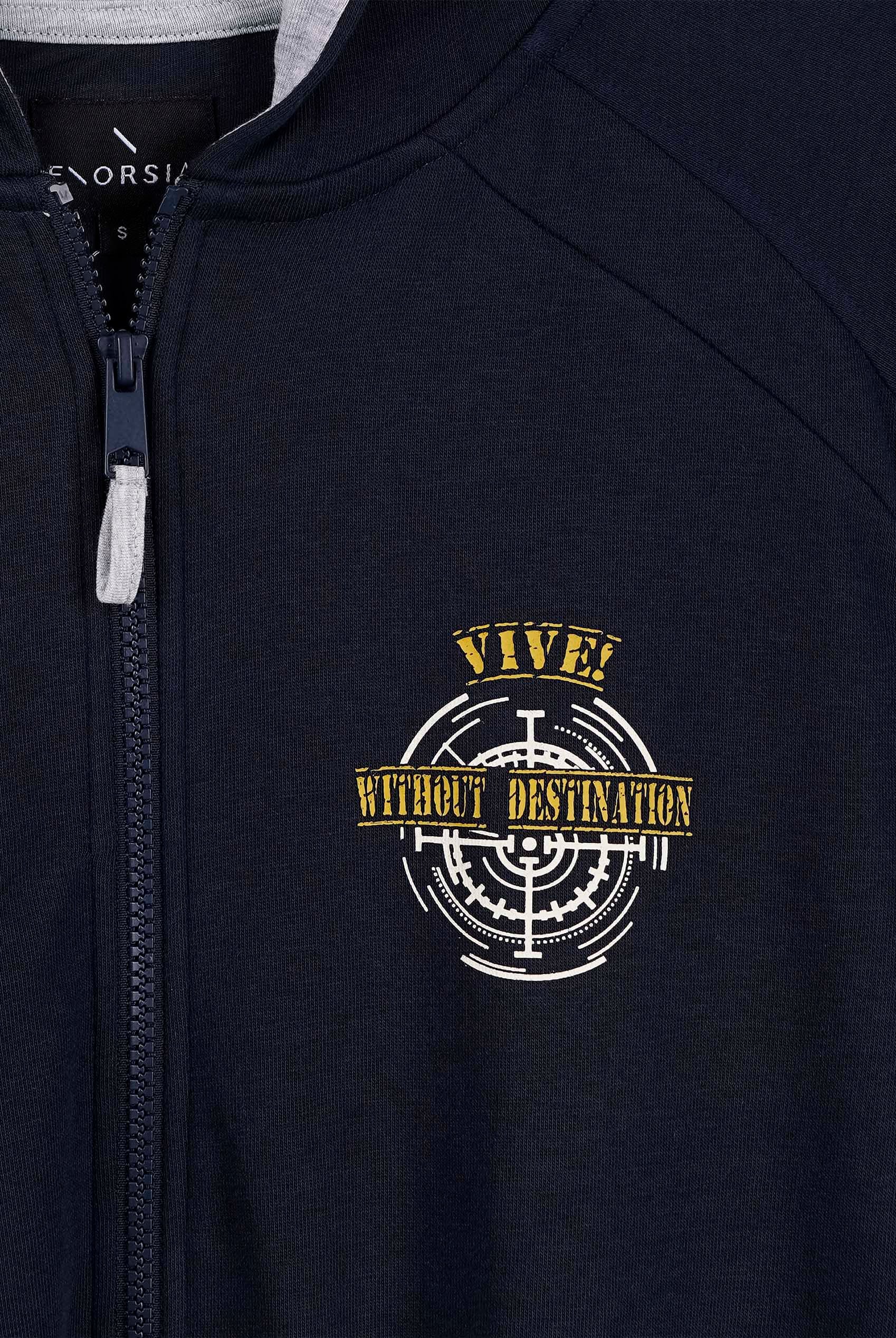 Mens Wave Full Zip  Contrast Hoodie
