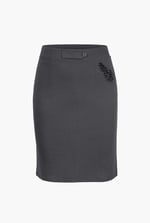 Pull On Stretch Elastic Waist Pencil Skirt