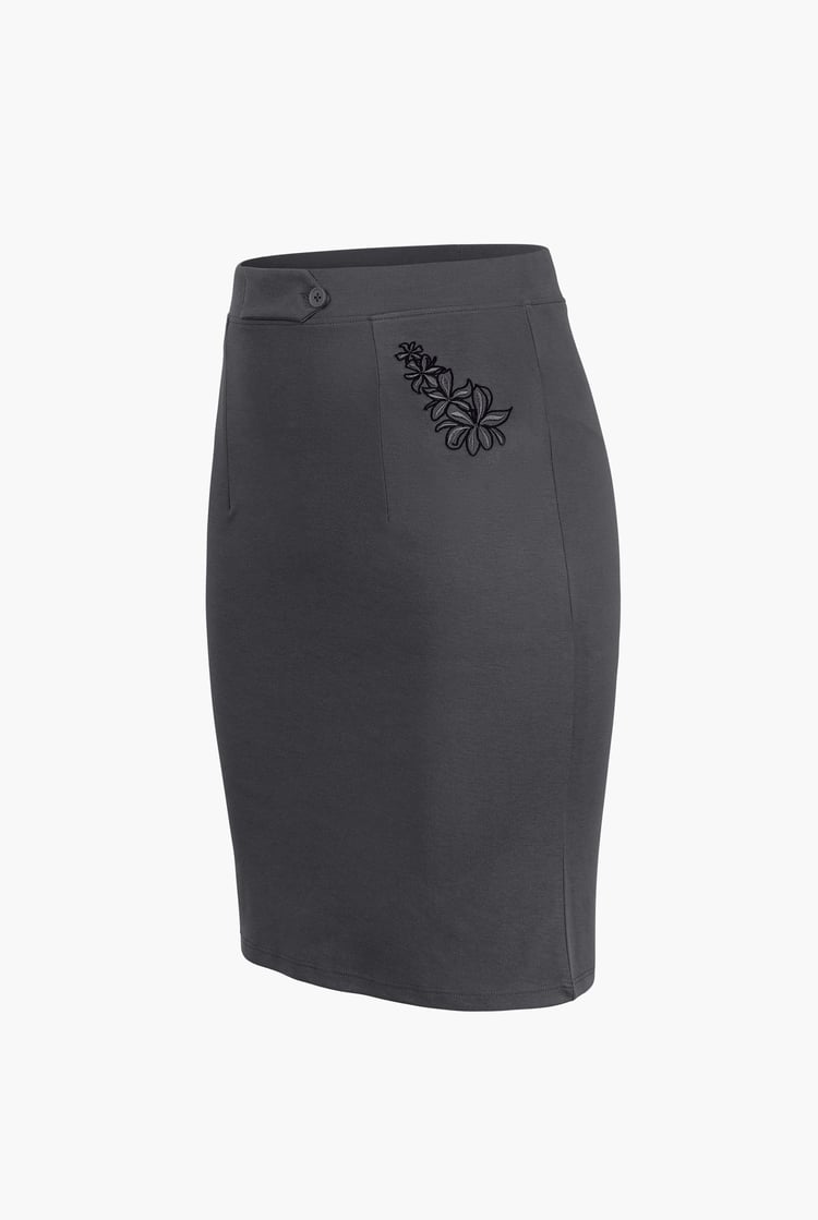 Pull On Stretch Elastic Waist Pencil Skirt