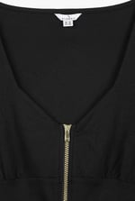 Sweetheart Neckline Zip-Front Jersey Top