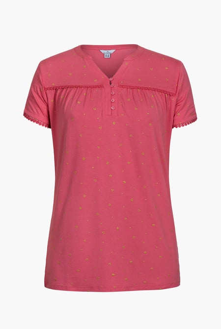 Pink Golden Printed cap sleeve Jersey tops