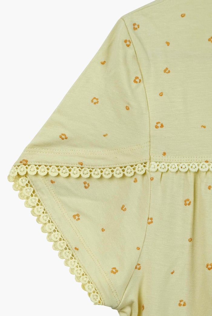 Golden Printed cap sleeve Jersey tops
