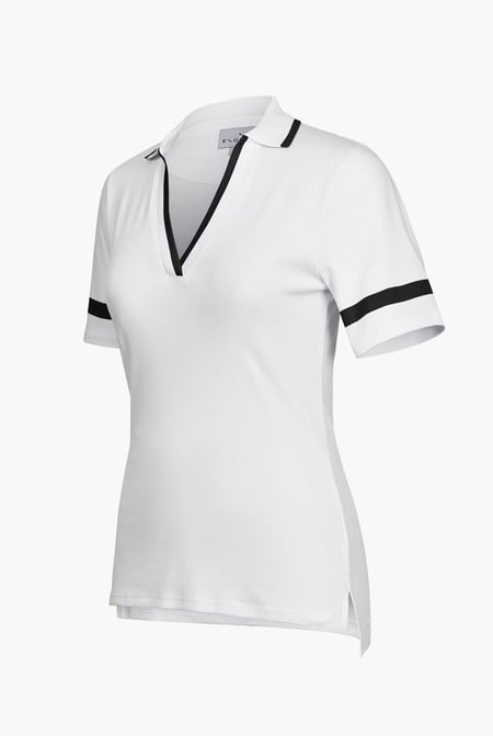 Black Cornelia stripe  Short Sleeve Polo Shirt