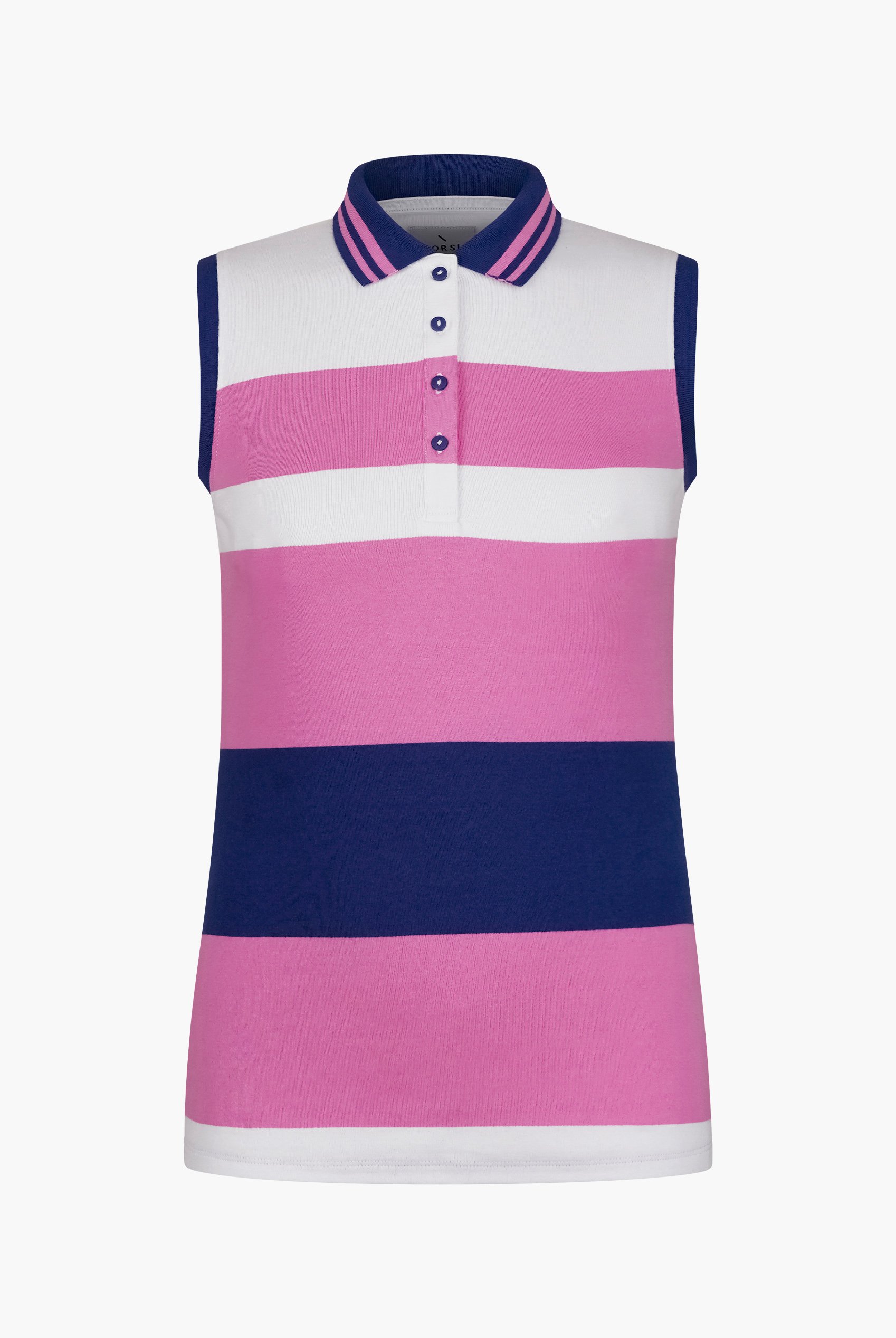 Women's Colour Block Sleeveless Polo Shirt