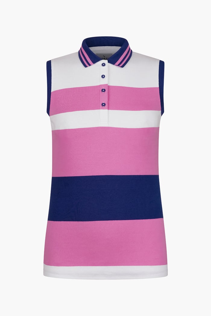 Women's Colour Block Sleeveless Polo Shirt