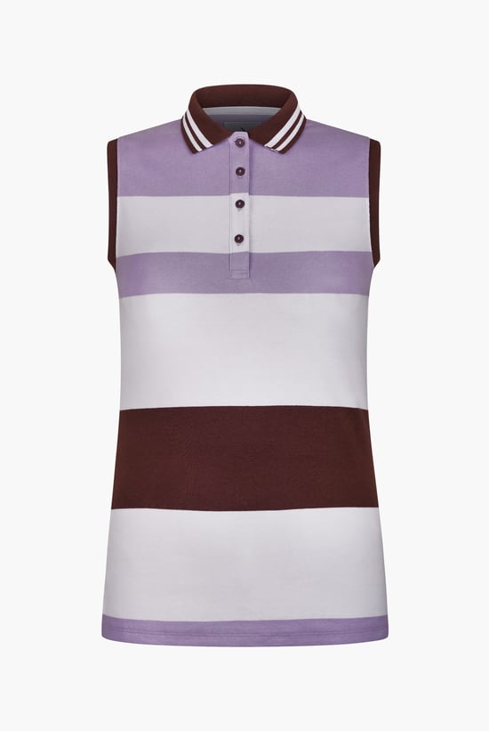 Women's Colour Block Sleeveless Polo Shirt