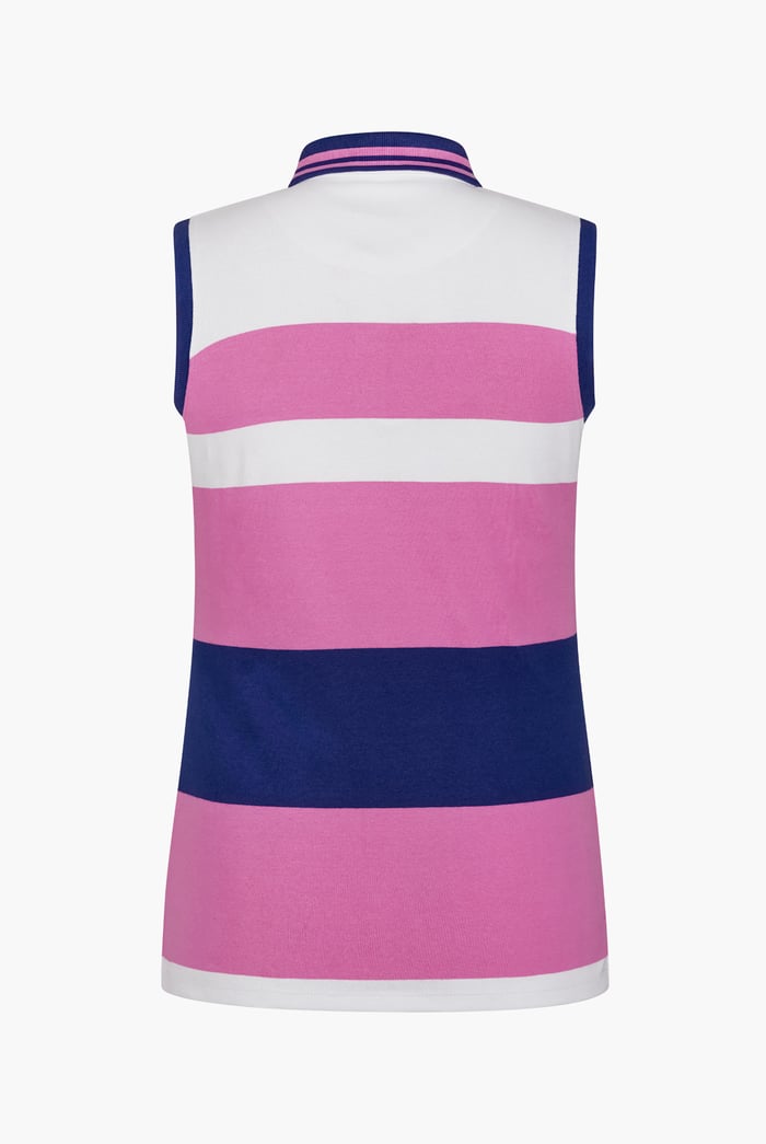Women's Colour Block Sleeveless Polo Shirt