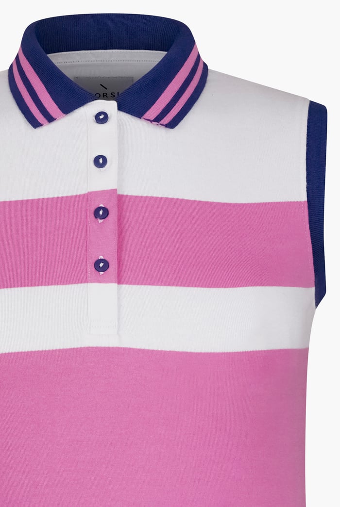 Women's Colour Block Sleeveless Polo Shirt