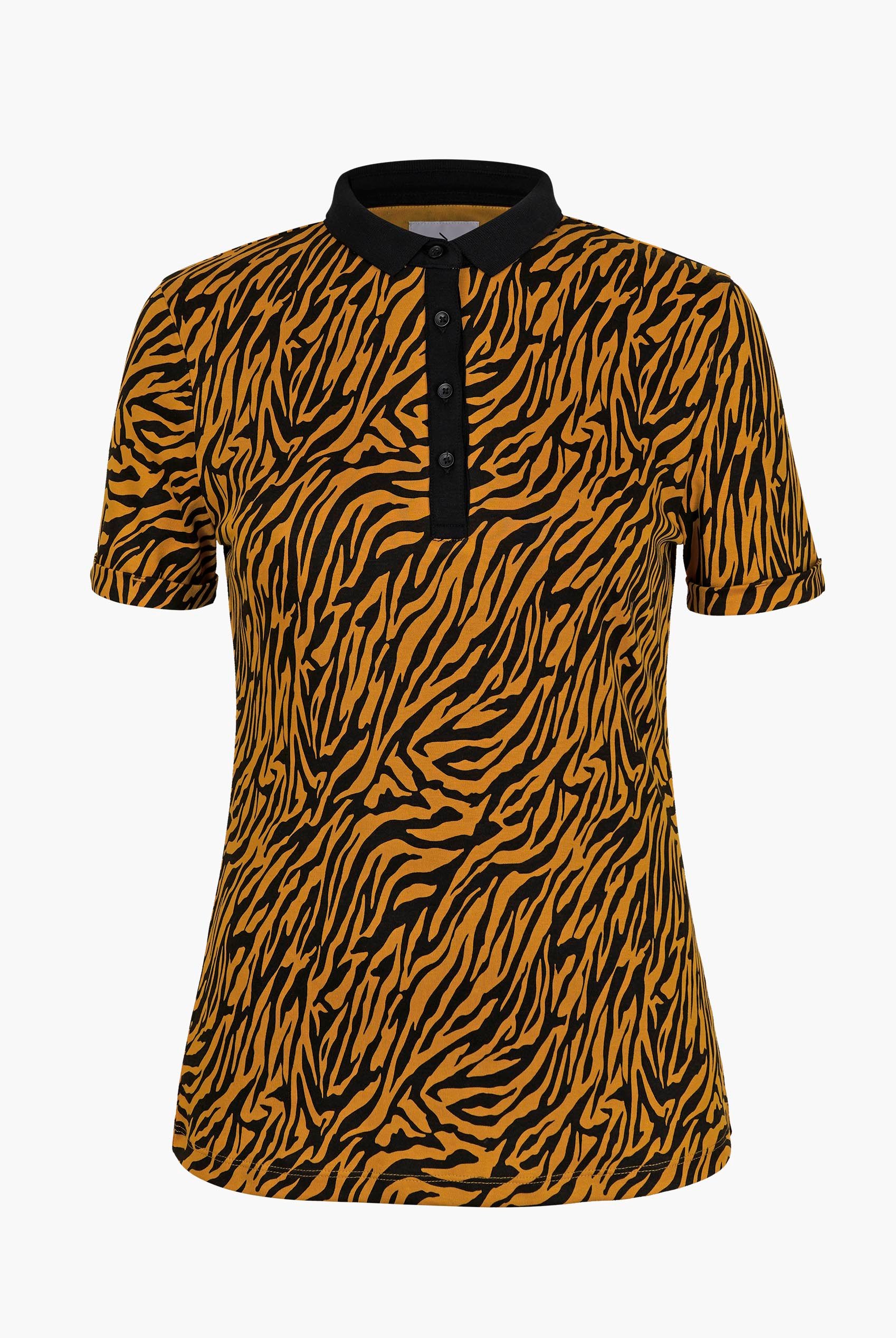 Zebra Print Short Sleeve Polo Shirt