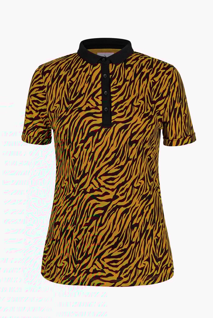 Zebra Print Short Sleeve Polo Shirt