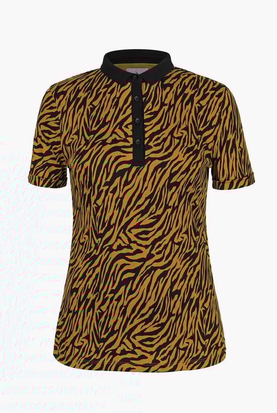 Zebra Print Short Sleeve Polo Shirt