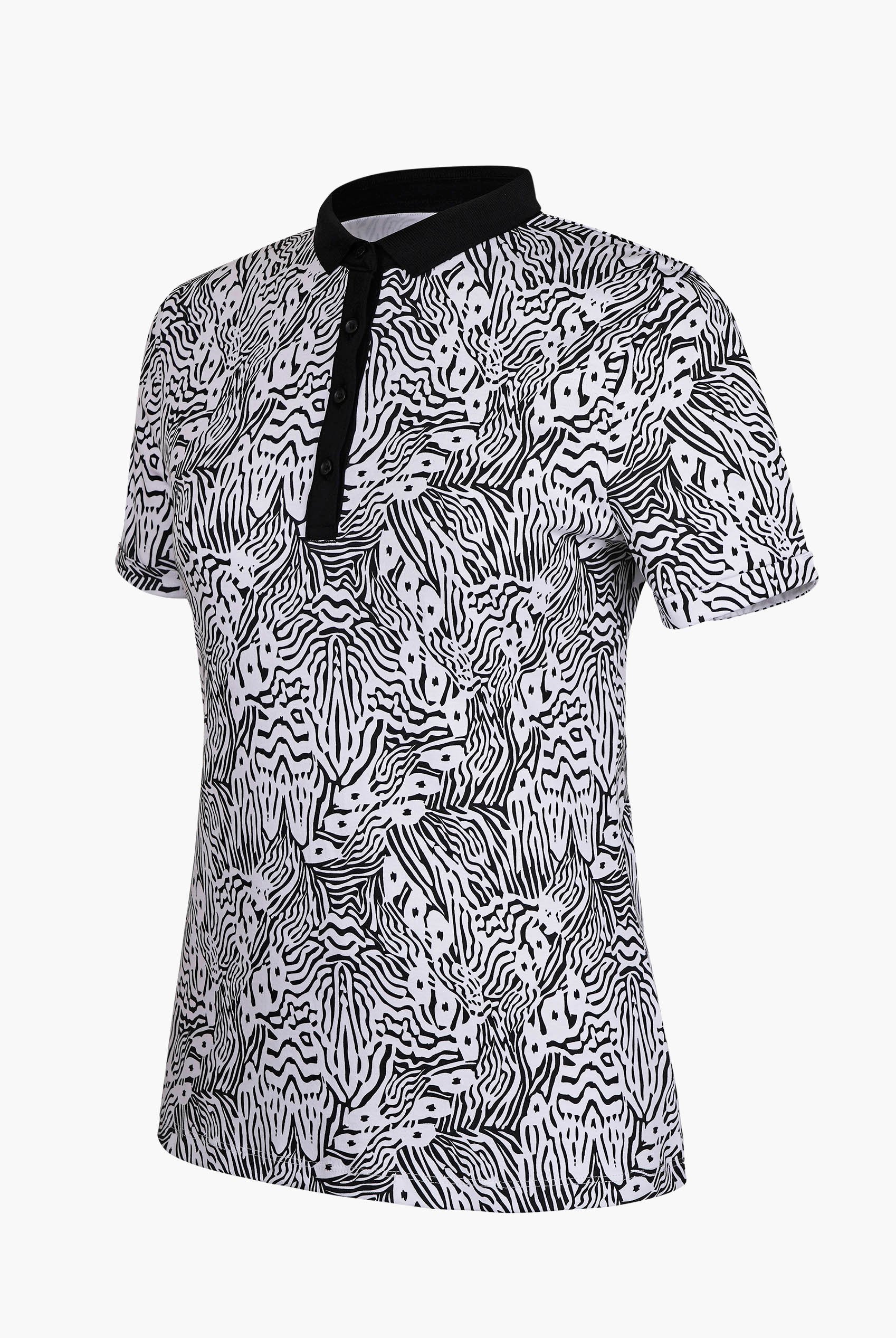 Zebra Print Short Sleeve Polo Shirt