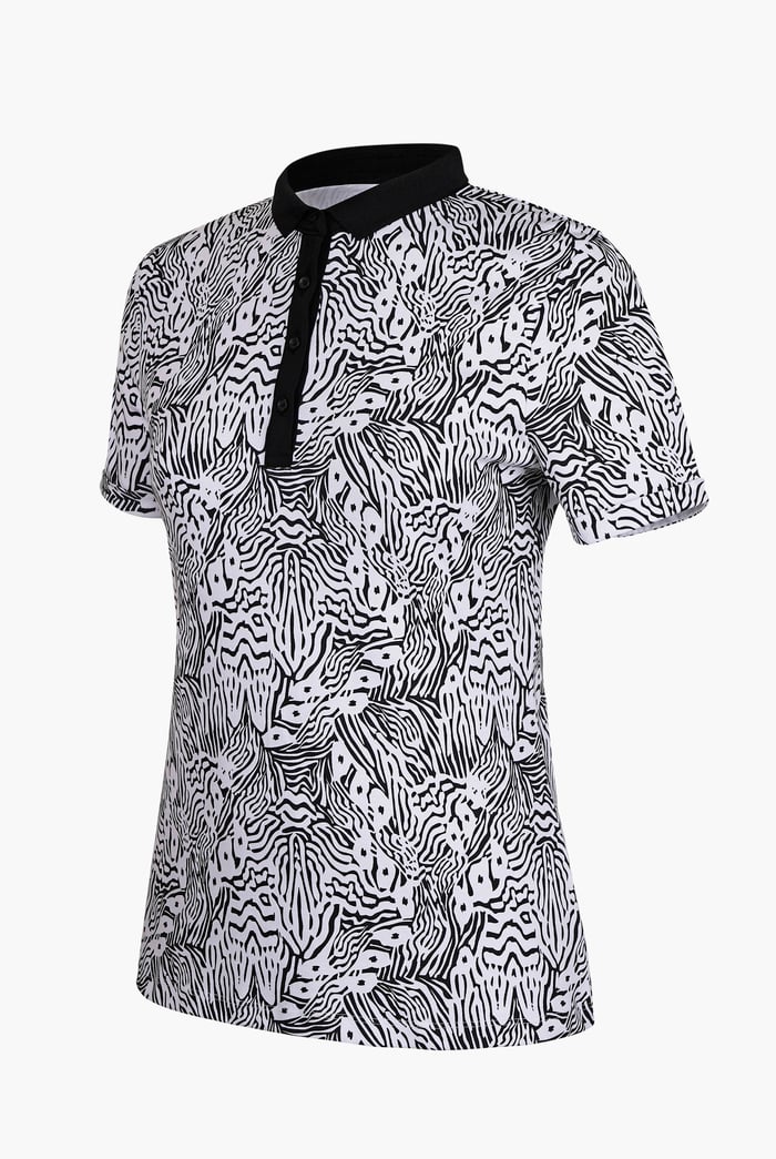 Zebra Print Short Sleeve Polo Shirt