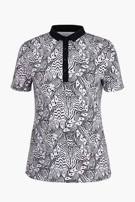 Mustard Zebra Print Short Sleeve Polo Shirt
