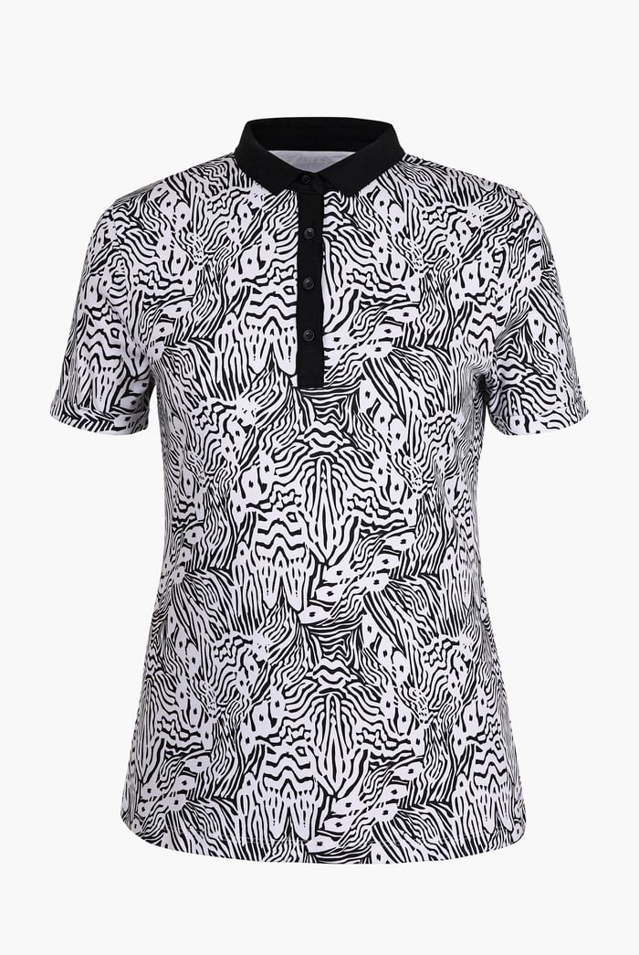Zebra Print Short Sleeve Polo Shirt