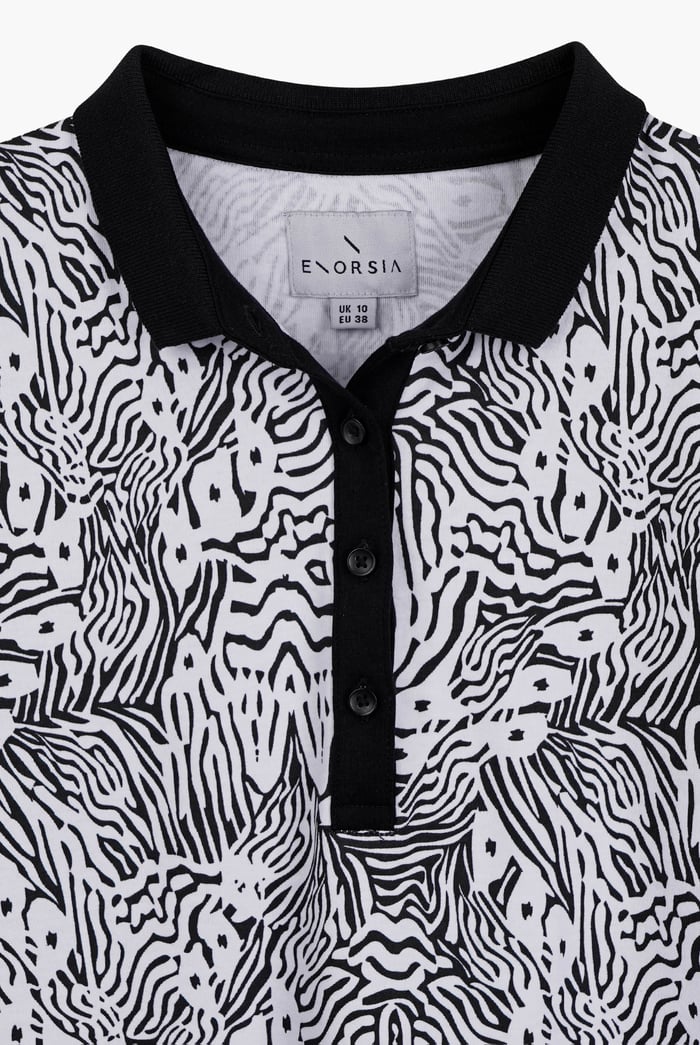 Zebra Print Short Sleeve Polo Shirt