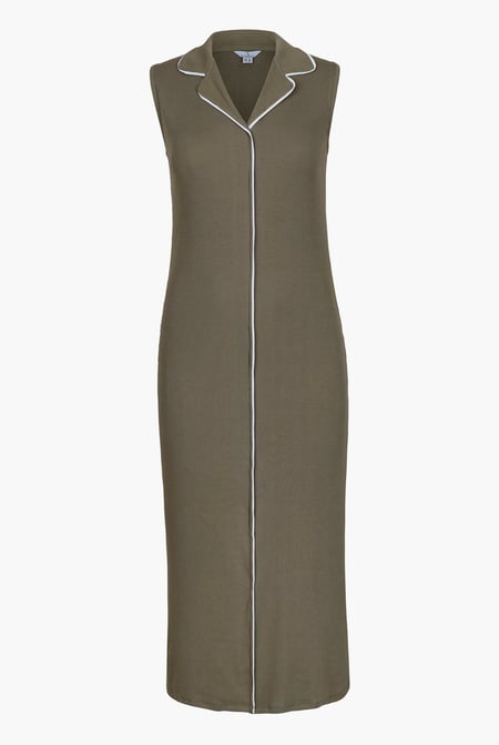 Olive Brooke Sleeveless contrast  rib Jersey Dress