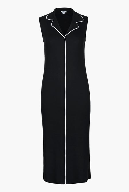 Olive Brooke Sleeveless contrast  rib Jersey Dress