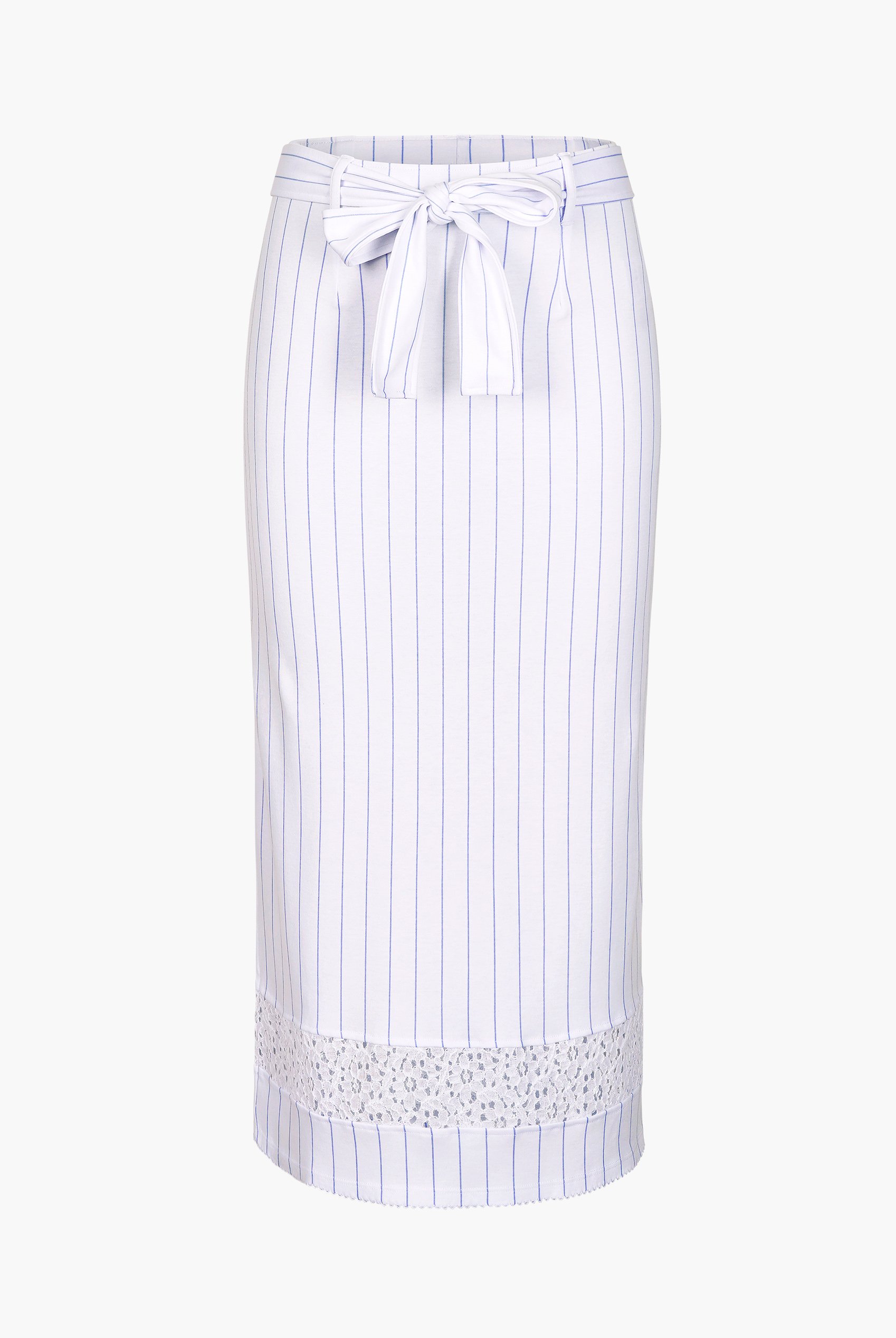 Basic Lace Details Striped Jersey Skirt