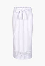 Basic Lace Details Striped Jersey Skirt