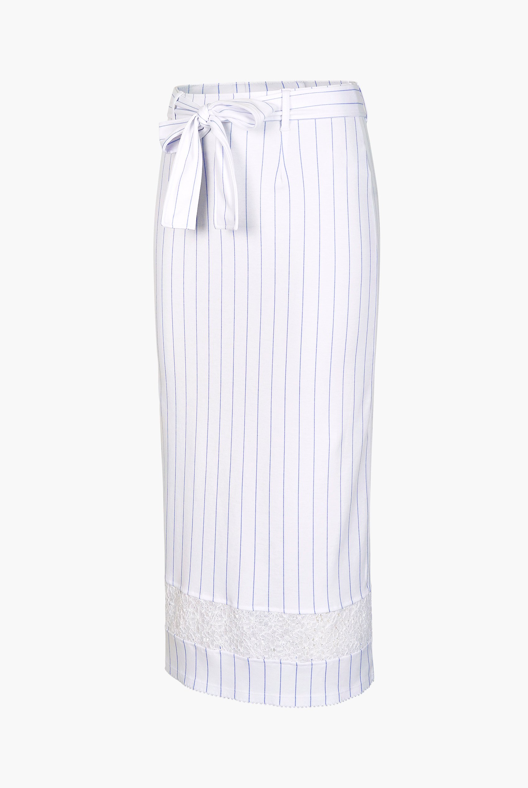 Basic Lace Details Striped Jersey Skirt