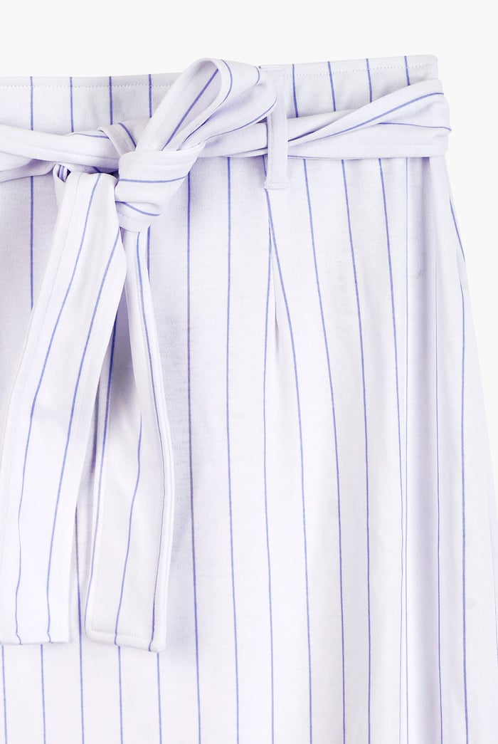 Basic Lace Details Striped Jersey Skirt