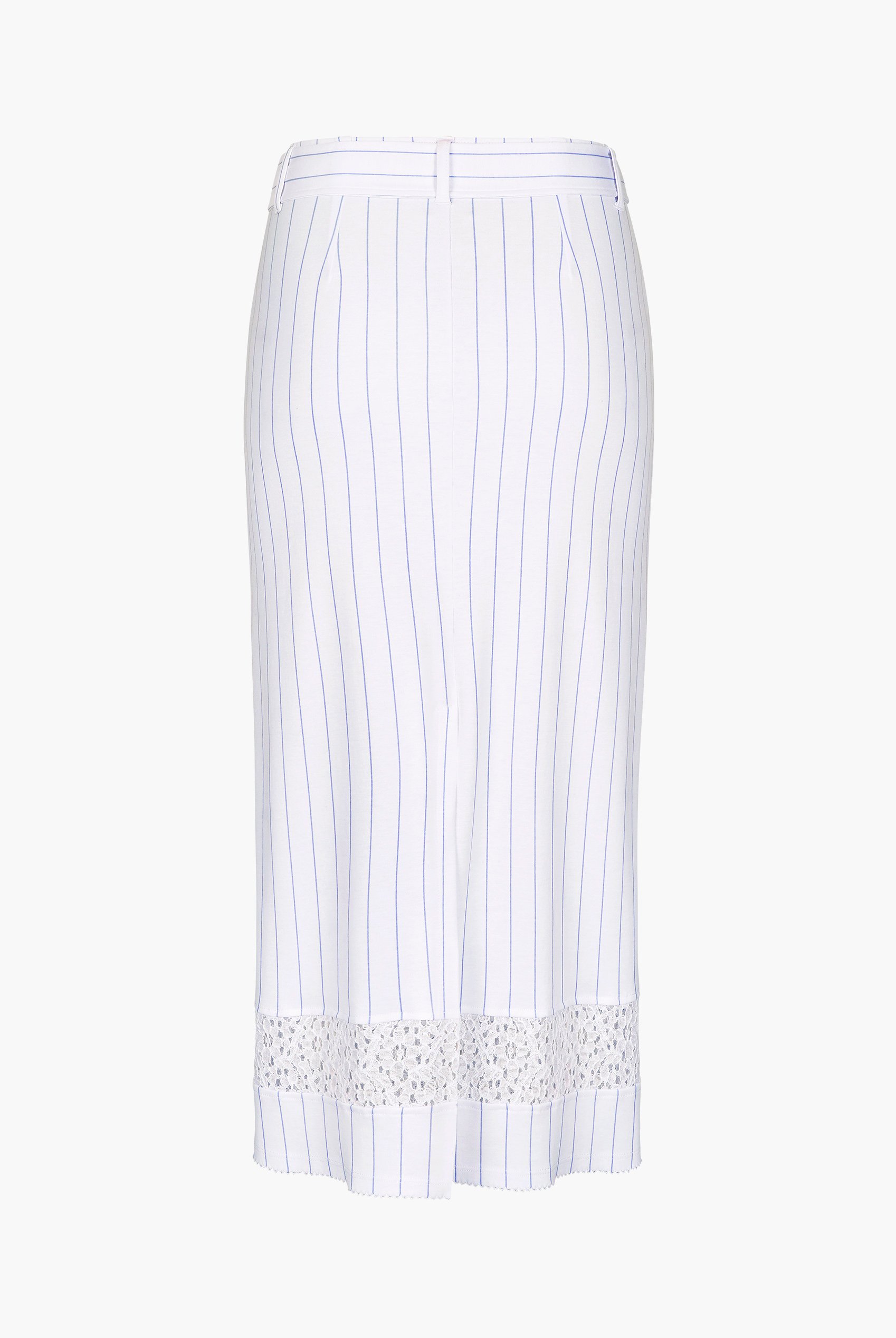 Basic Lace Details Striped Jersey Skirt