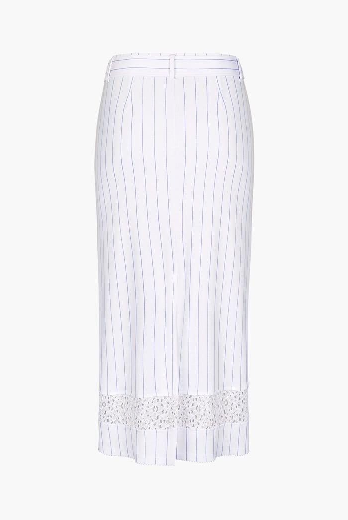 Basic Lace Details Striped Jersey Skirt