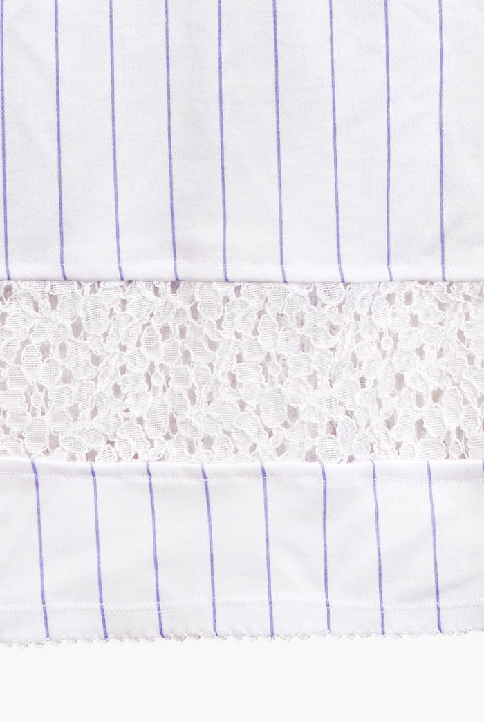 Basic Lace Details Striped Jersey Skirt
