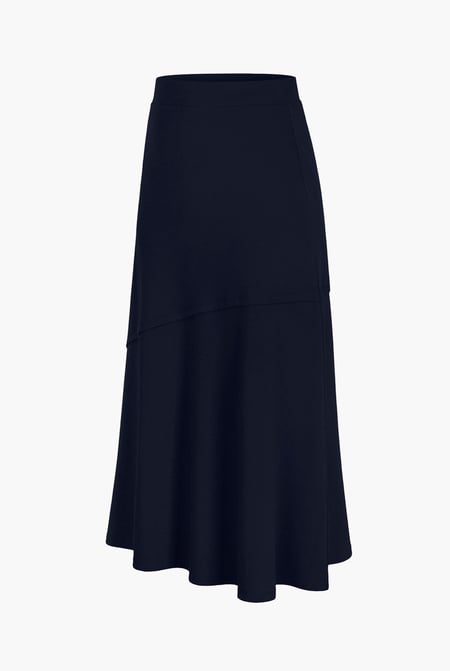 Navy Classic Seam Detail Jersey Skirt