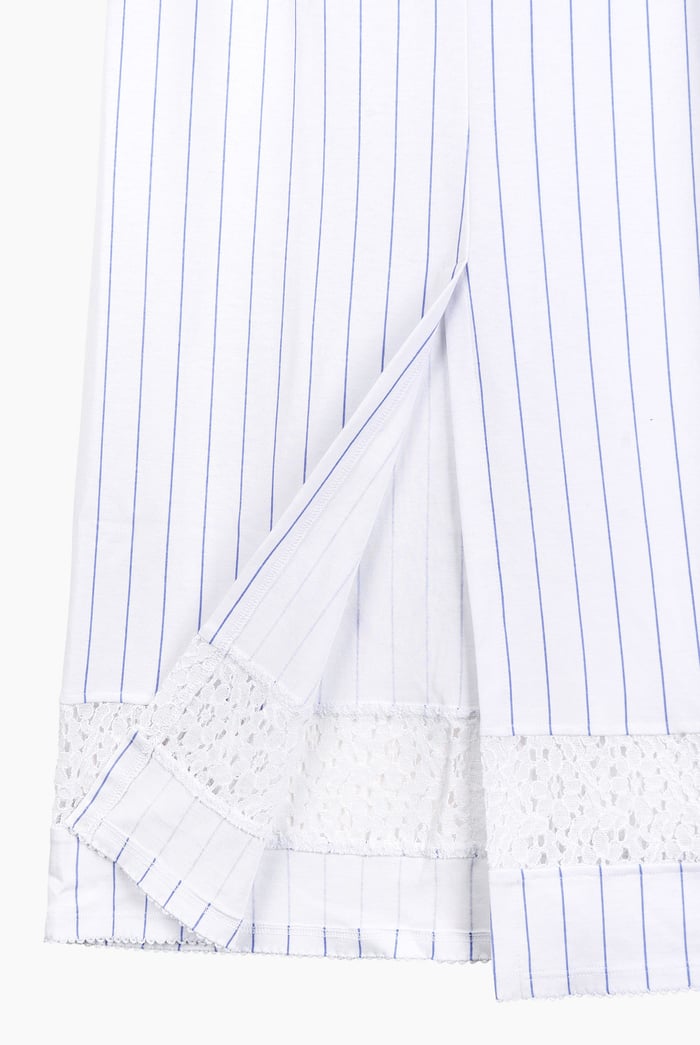 Basic Lace Details Striped Jersey Skirt