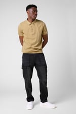 Mens Rib Textured Soft Finish Polo Shirt