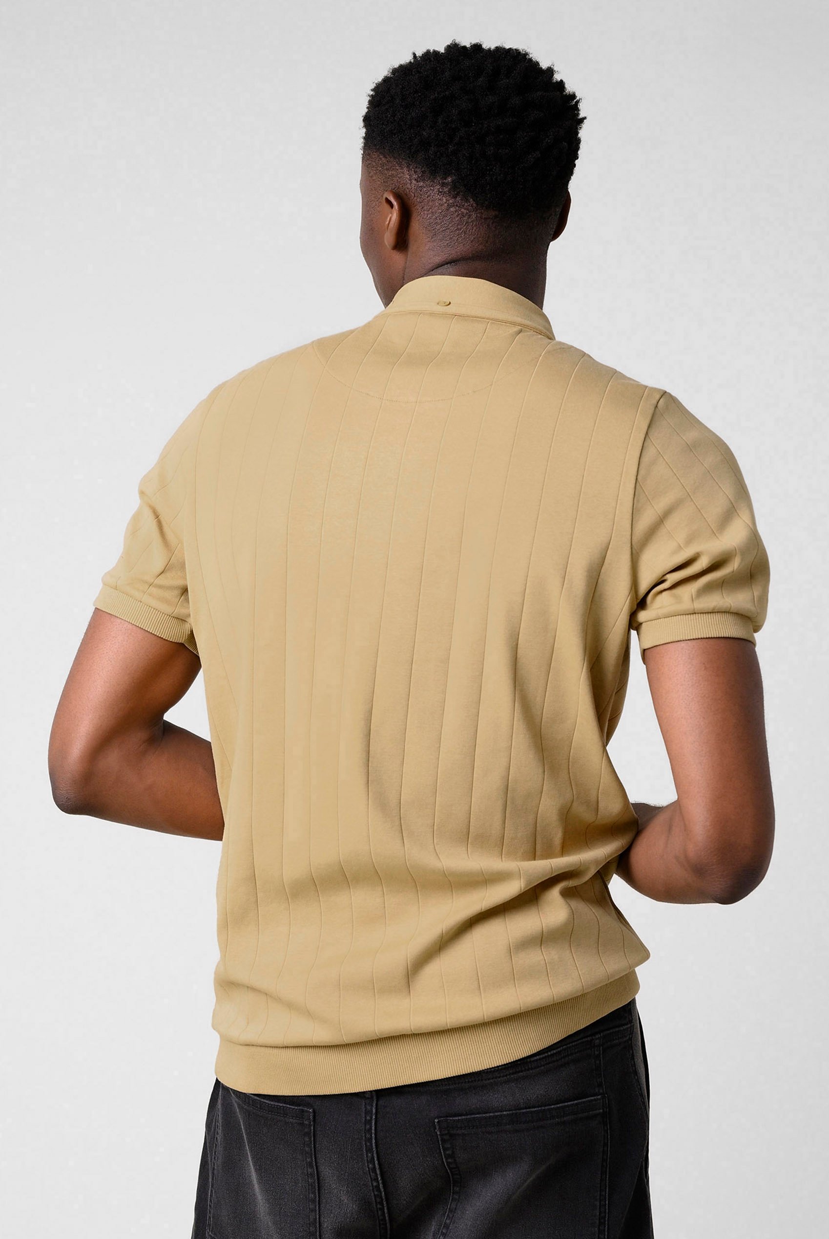 Mens Rib Textured Soft Finish Polo Shirt