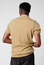 Mens Rib Textured Soft Finish Polo Shirt
