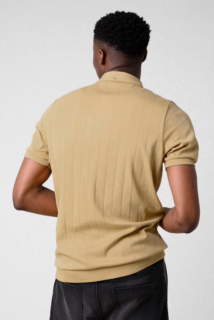 Mens Rib Textured Soft Finish Polo Shirt