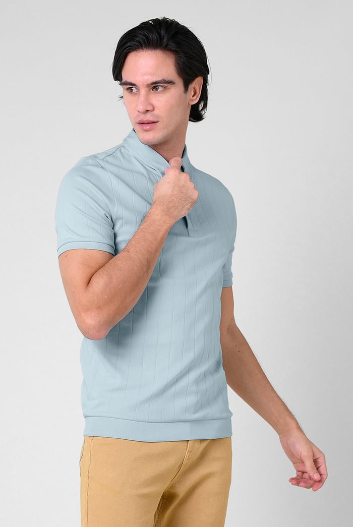 Mens Rib Textured Soft Finish Polo Shirt