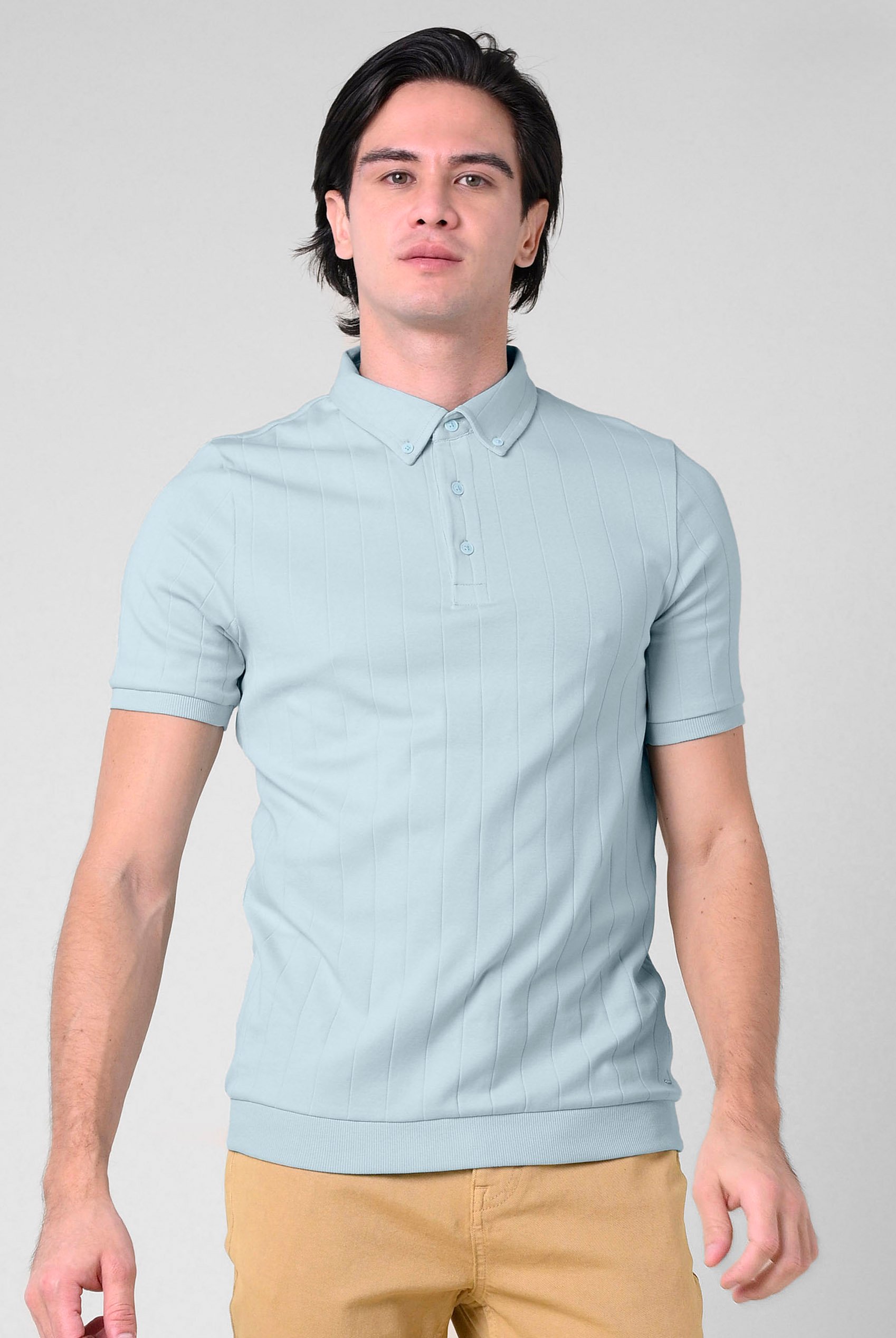 Mens Rib Textured Soft Finish Polo Shirt