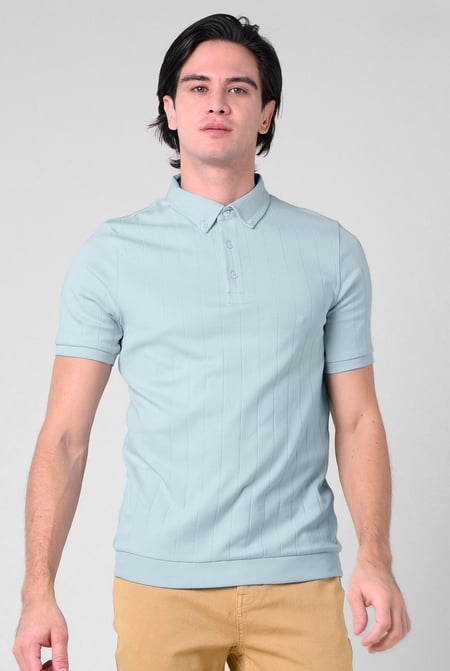 Mens Yellow Rib Textured Soft Finish Polo Shirt