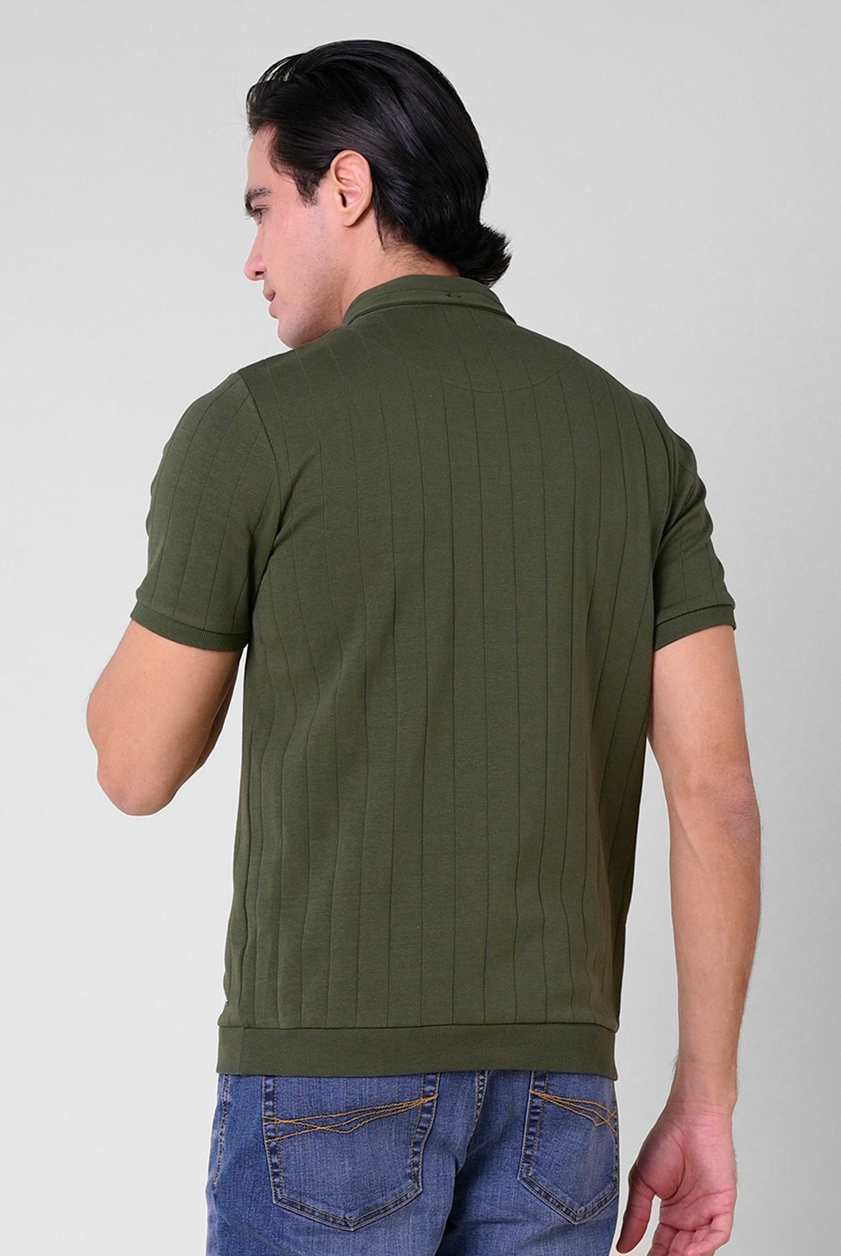 Mens Rib Textured Soft Finish Polo Shirt