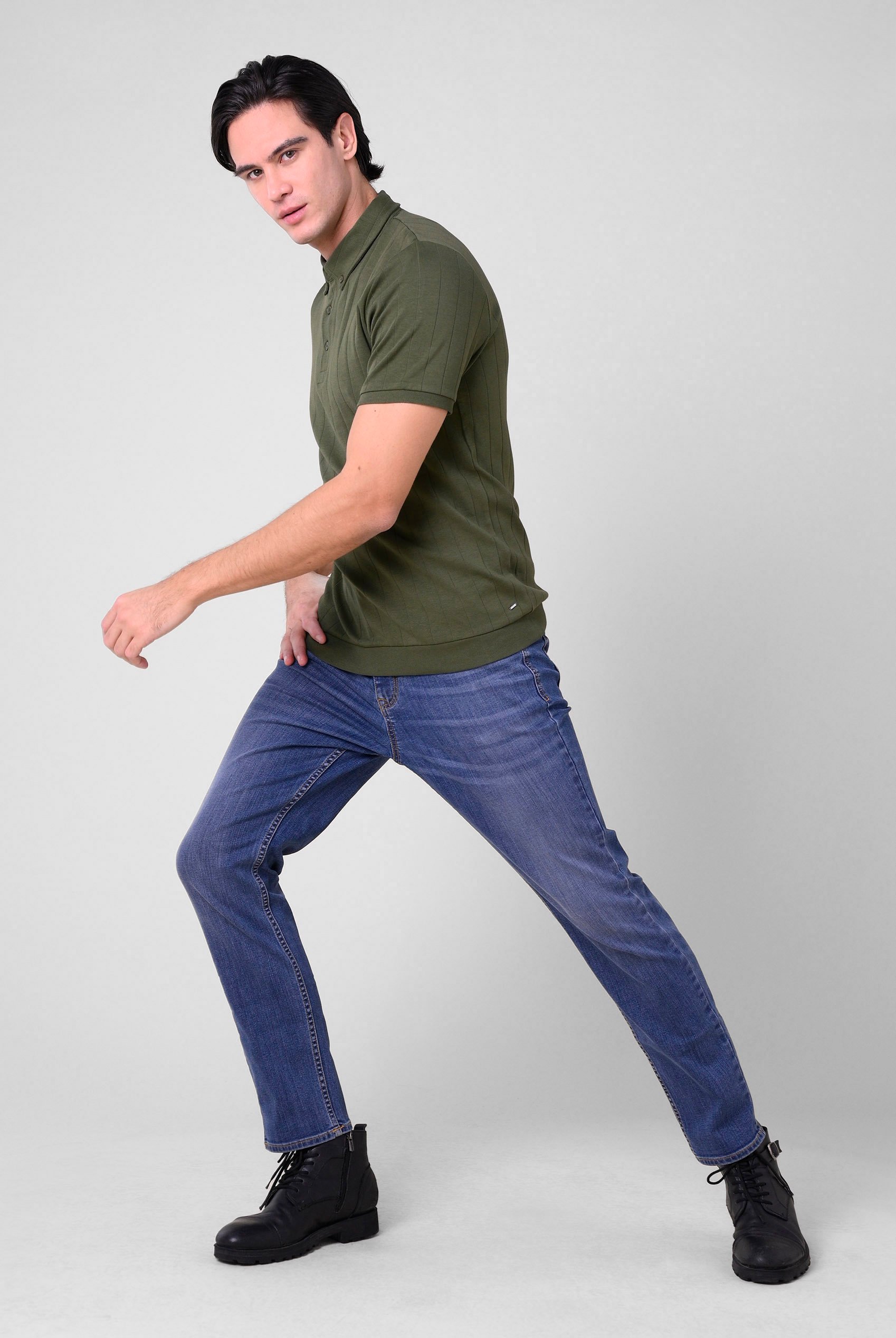 Mens Rib Textured Soft Finish Polo Shirt
