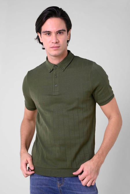 Mens Yellow Rib Textured Soft Finish Polo Shirt