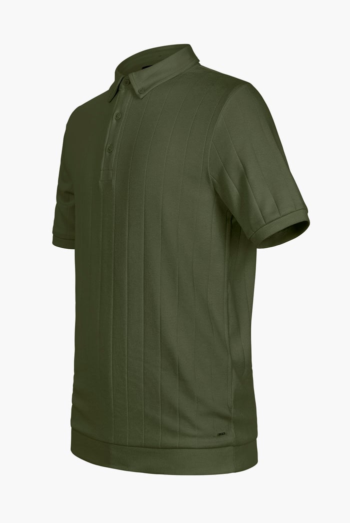 Mens Rib Textured Soft Finish Polo Shirt