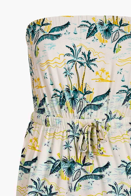 Cream Printed Bardot Jersey Mini Dress