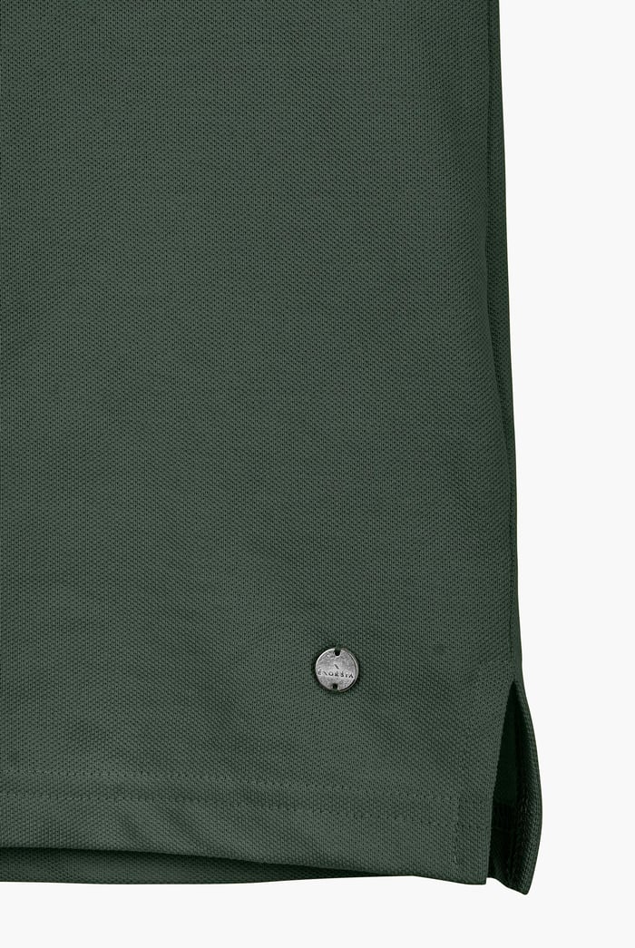 Tipped Collar Short Sleeves Zip Polo Shirt