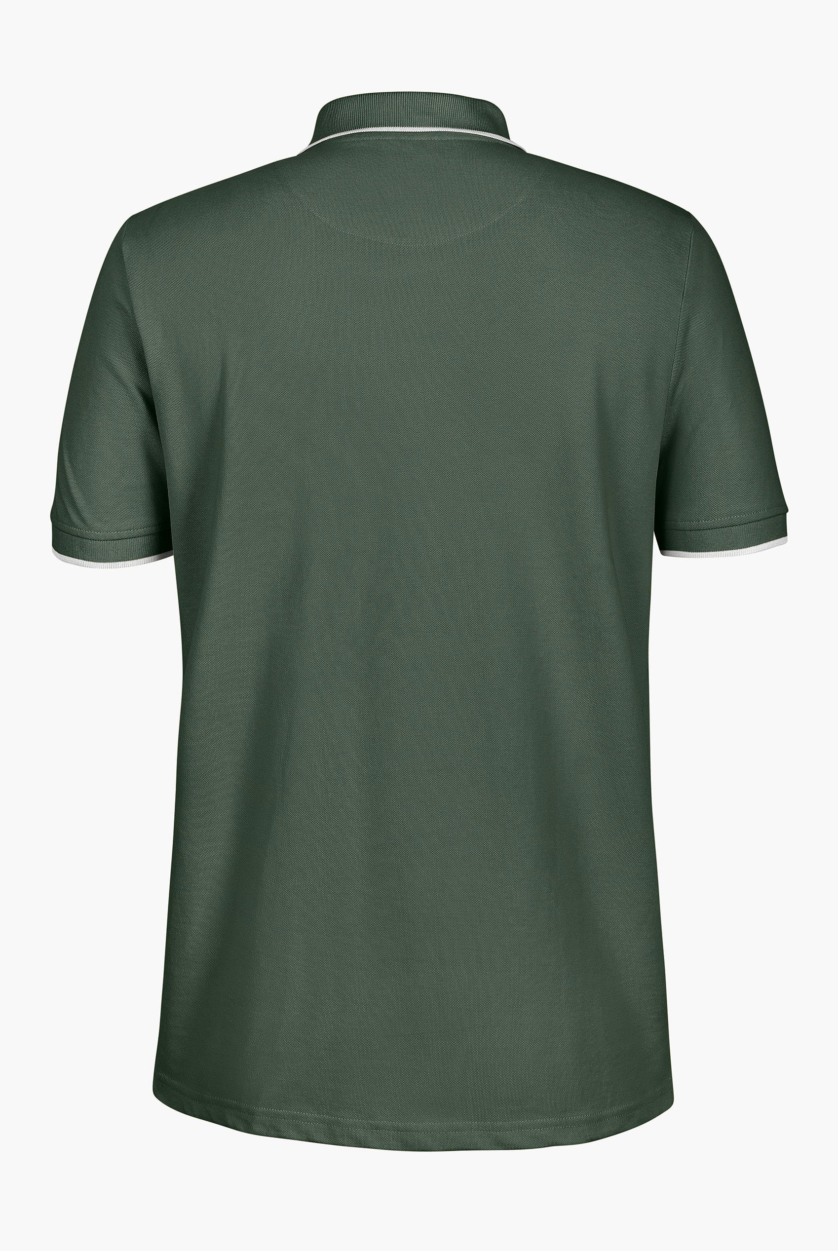 Tipped Collar Short Sleeves Zip Polo Shirt