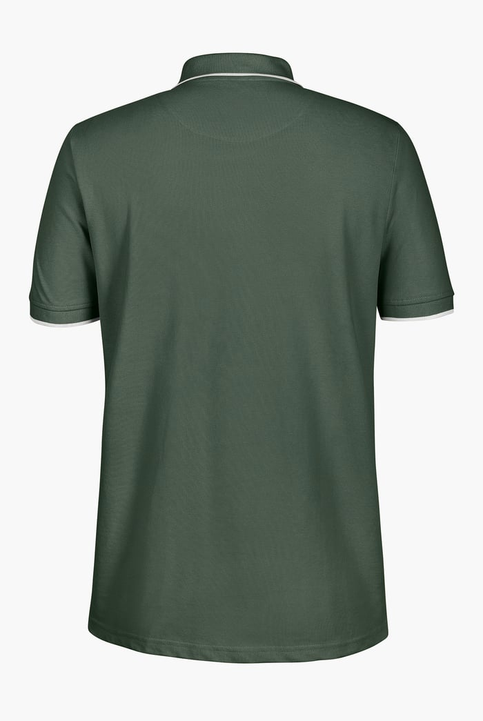 Tipped Collar Short Sleeves Zip Polo Shirt