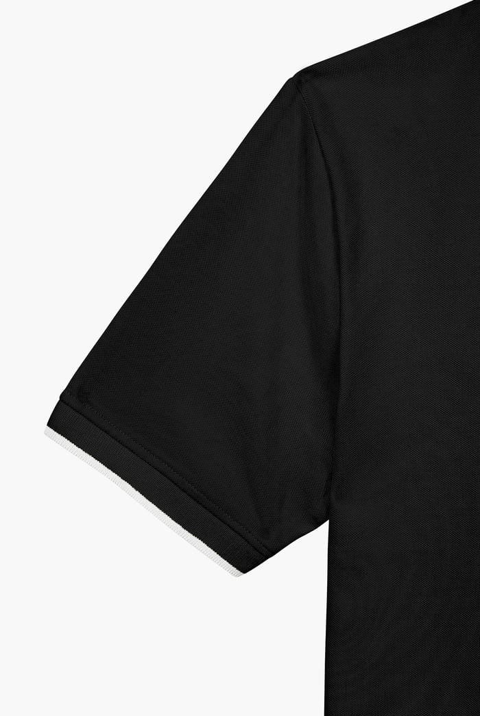 Tipped Collar Short Sleeves Zip Polo Shirt